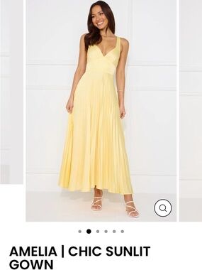 Sunny Yellow Pleated V-Neck Maxi Dress